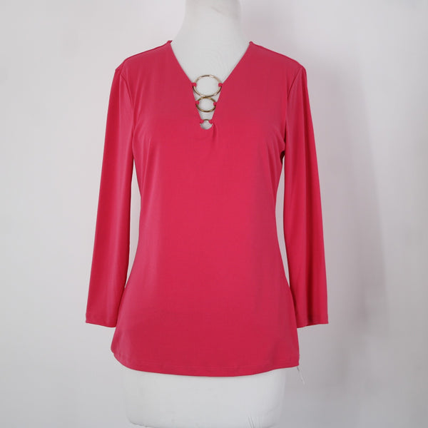 INC NEW $50 Rtw Inc Party Sz S Pink Peacock Bronze Hardware Poly Spandex Top