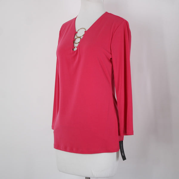 INC NEW $50 Rtw Inc Party Sz S Pink Peacock Bronze Hardware Poly Spandex Top