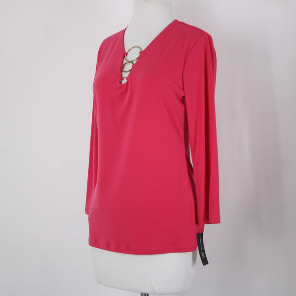 INC NEW $50 Rtw Inc Party Sz S Pink Peacock Bronze Hardware Poly Spandex Top