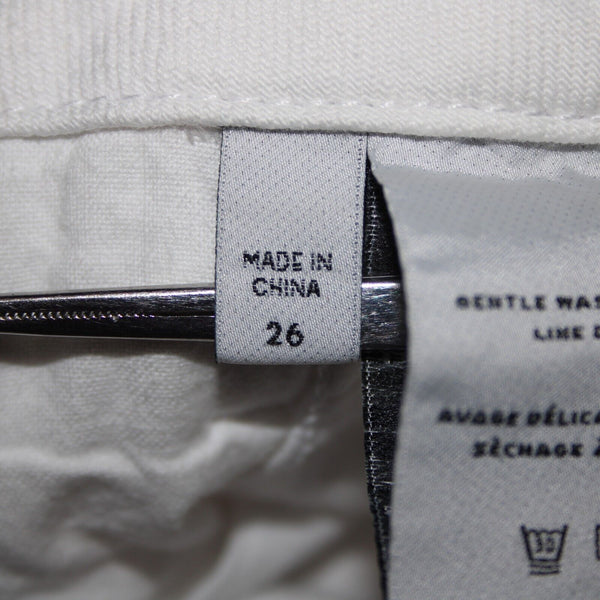 J Brand Sz 26 x 25 White Belted Wide Leg Ankle Raw Hem 100% Cotton Pant