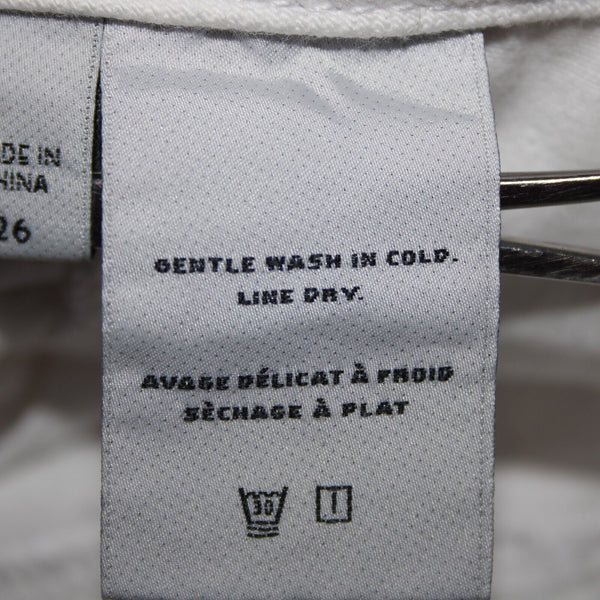 J Brand Sz 26 x 25 White Belted Wide Leg Ankle Raw Hem 100% Cotton Pant