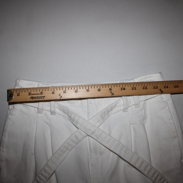 J Brand Sz 26 x 25 White Belted Wide Leg Ankle Raw Hem 100% Cotton Pant