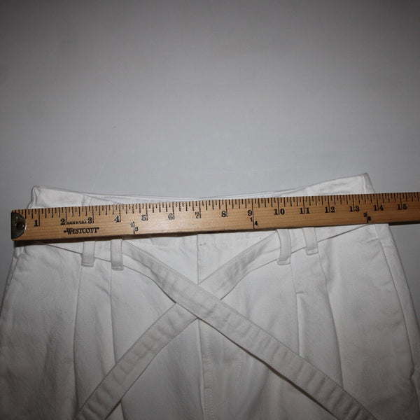 J Brand Sz 26 x 25 White Belted Wide Leg Ankle Raw Hem 100% Cotton Pant