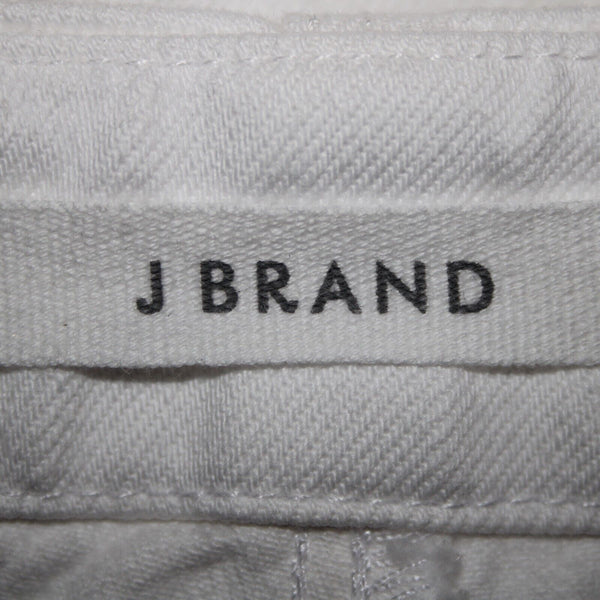 J Brand Sz 26 x 25 White Belted Wide Leg Ankle Raw Hem 100% Cotton Pant
