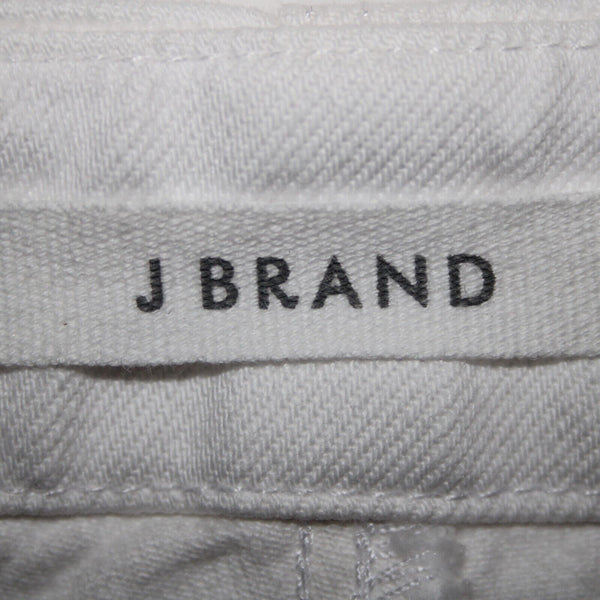 J Brand Sz 26 x 25 White Belted Wide Leg Ankle Raw Hem 100% Cotton Pant