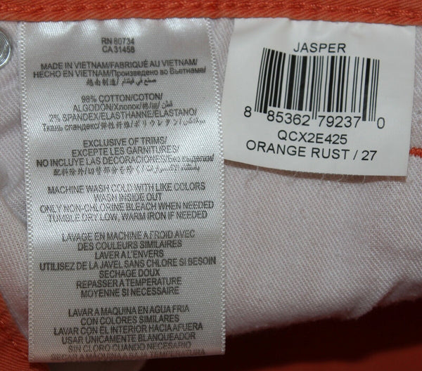 BCBGeneration Jasper Sz 27 x 29 Orange Cotton Blend Straight Leg Pant
