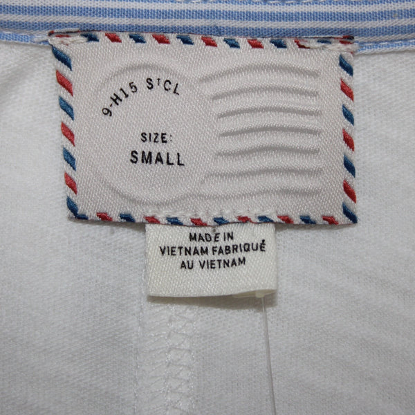 9-h15 STCL NEW $58 Sz S Ivory White Round Neck 1/4 Button Hi Low 100% Cotton Top