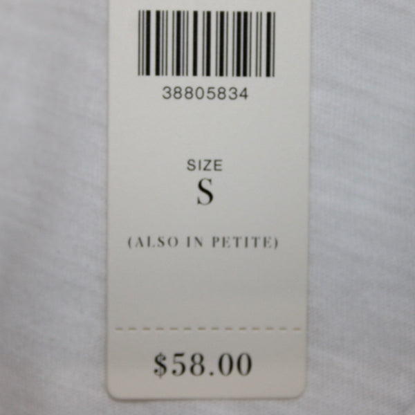 9-h15 STCL NEW $58 Sz S Ivory White Round Neck 1/4 Button Hi Low 100% Cotton Top
