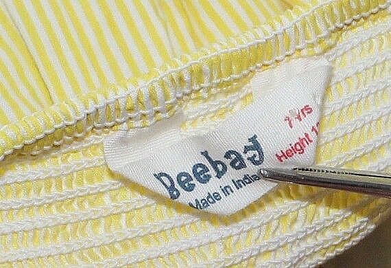 Beebay Sz 7 Yellow Blue Pink Multi Embroidered 100% Cotton Girls Dress