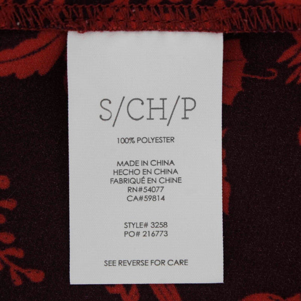 CAbi Sz S Red Purple Lined Fancy Cut V Back Polyester Top