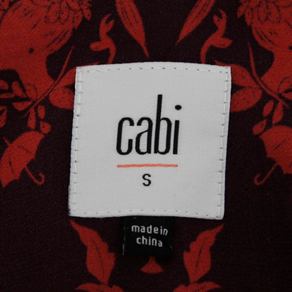 CAbi Sz S Red Purple Lined Fancy Cut V Back Polyester Top