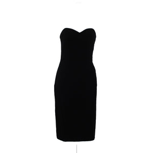 Victor Costa Sz 4 Black Velour Strapless Sweetheart Acetate Lined Cocktail Dress