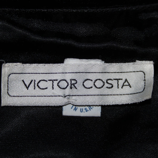 Victor Costa Sz 4 Black Velour Strapless Sweetheart Acetate Lined Cocktail Dress