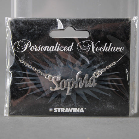 SOPHIA NEW Name Silvertone Rhinestone 14.5" w 4.5" Multi Ring Ext Necklace