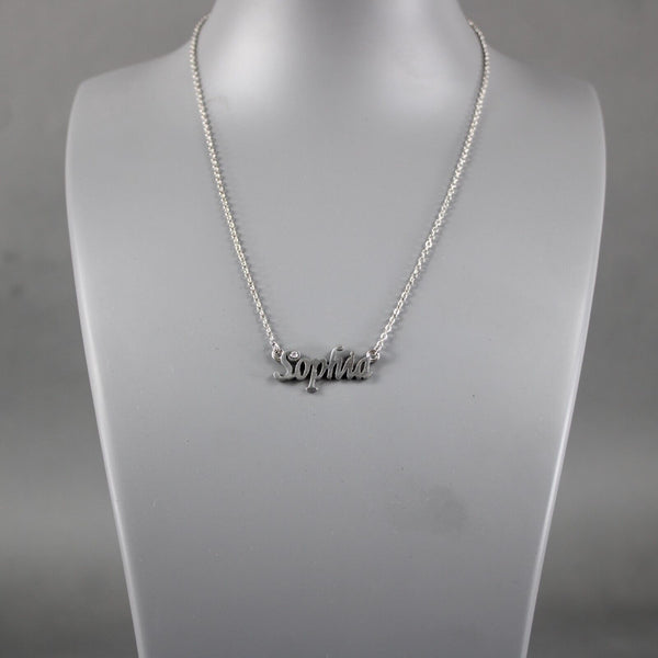 SOPHIA NEW Name Silvertone Rhinestone 14.5" w 4.5" Multi Ring Ext Necklace