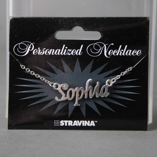 SOPHIA NEW Name Silvertone Rhinestone 14.5" w 4.5" Multi Ring Ext Necklace