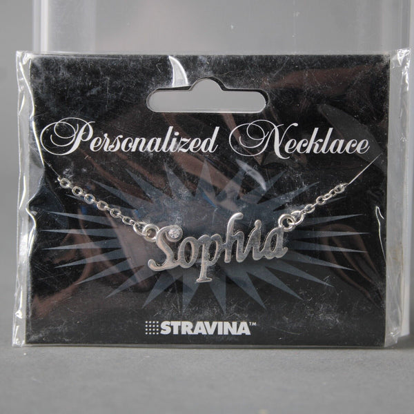 SOPHIA NEW Name Silvertone Rhinestone 14.5" w 4.5" Multi Ring Ext Necklace