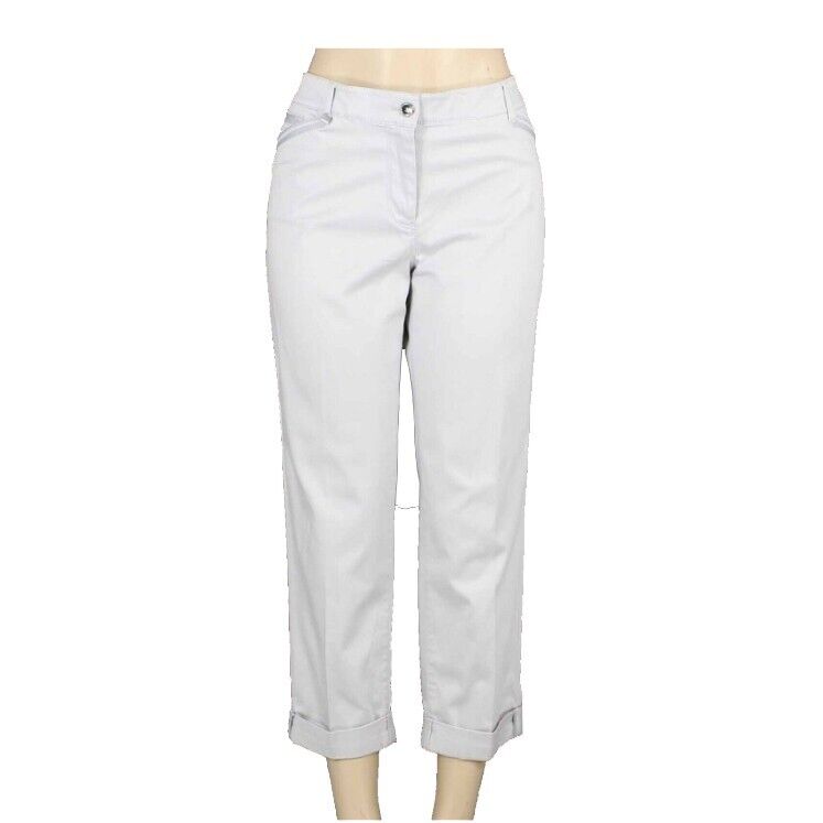 White House BM NEW $78 Sz 8 x 25 Gray Cuffed Slim Crop Cotton Blend Pant