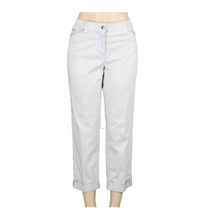 White House BM NEW $78 Sz 8 x 25 Gray Cuffed Slim Crop Cotton Blend Pant