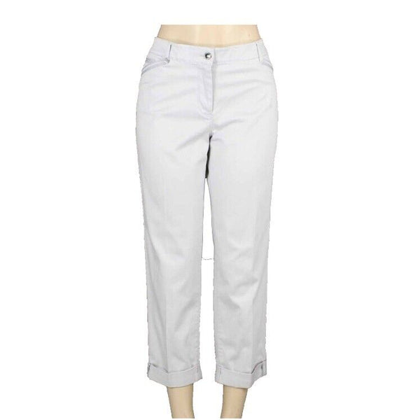 White House BM NEW $78 Sz 8 x 25 Gray Cuffed Slim Crop Cotton Blend Pant
