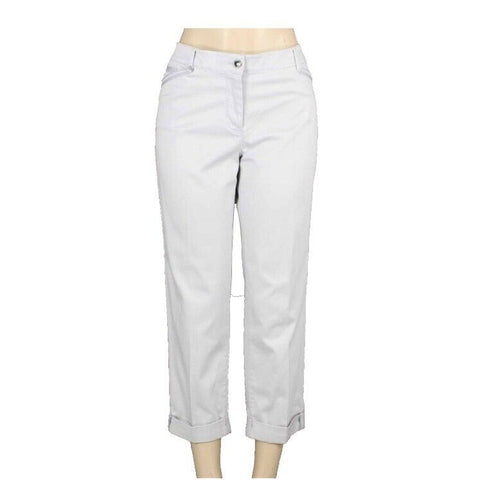 White House BM NEW $78 Sz 8 x 25 Gray Cuffed Slim Crop Cotton Blend Pant