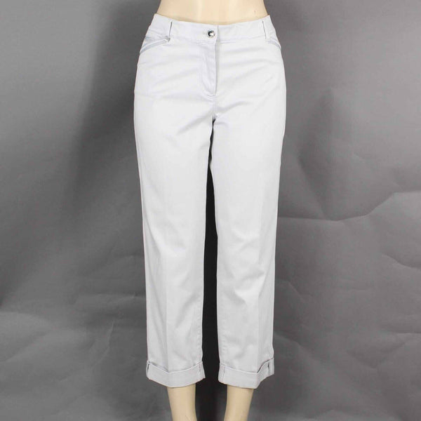 White House BM NEW $78 Sz 8 x 25 Gray Cuffed Slim Crop Cotton Blend Pant