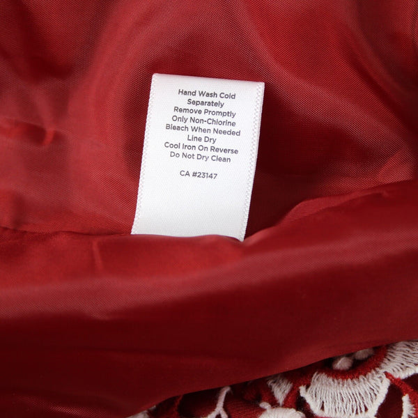 Talbots NEW $159 Sz 16w Red Cream Lace Lined Polyester Cotton Pencil Skirt