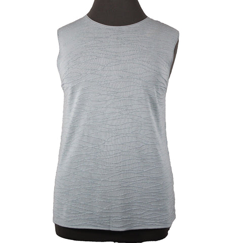 Eileen Fisher NEW $128 Sz 1X Glacier Shell Blue Knit Sheer 100% Silk Top