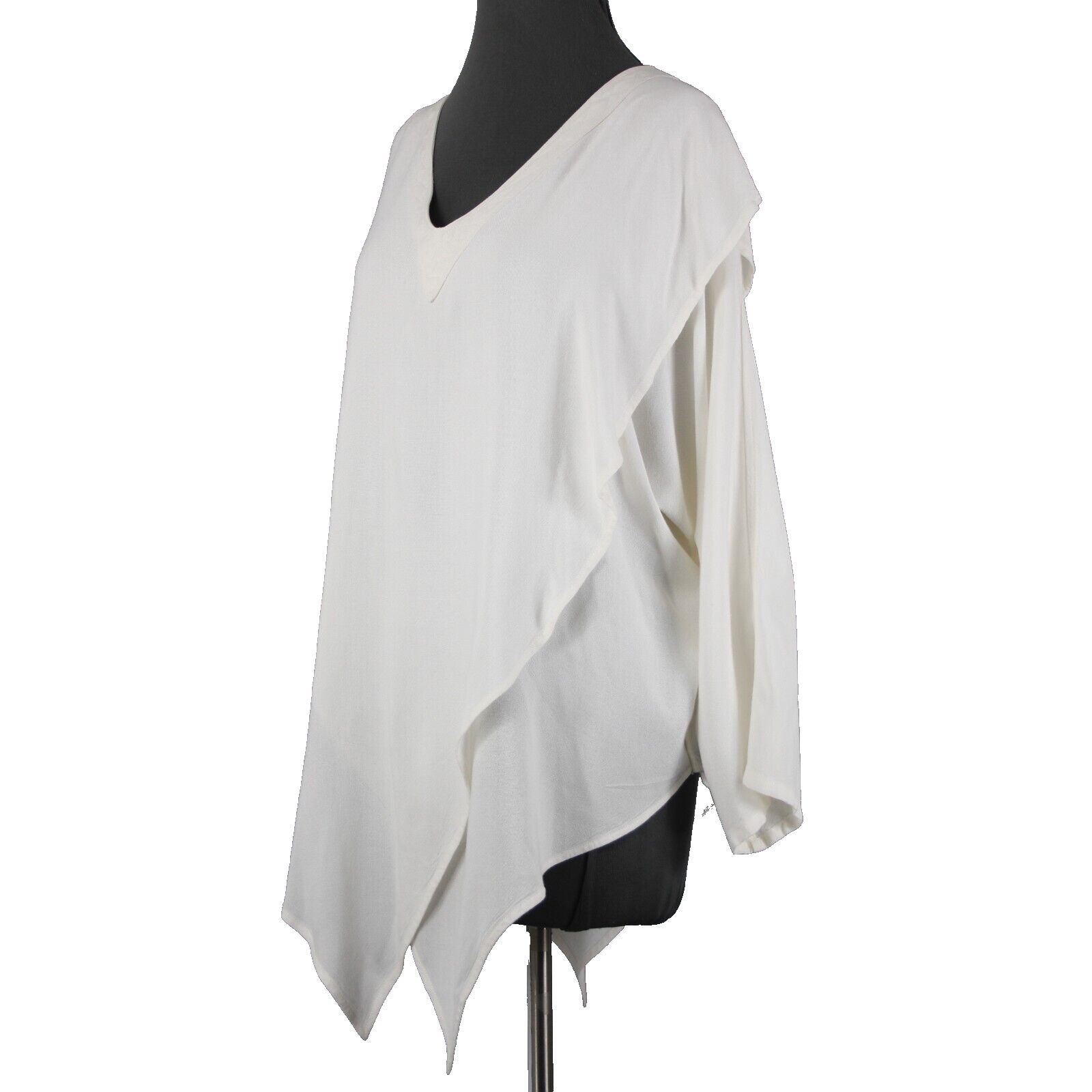 Laise Adzer Vintage Sz M Ivory White Tunic Layered Bohemian Cotton Rayon Top
