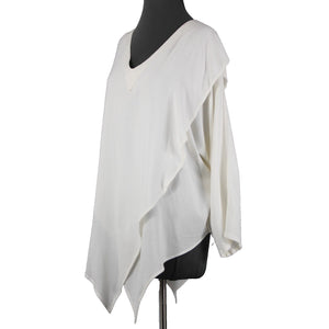 Laise Adzer Vintage Sz M Ivory White Tunic Layered Bohemian Cotton Rayon Top