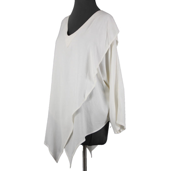 Laise Adzer Vintage Sz M Ivory White Tunic Layered Bohemian Cotton Rayon Top