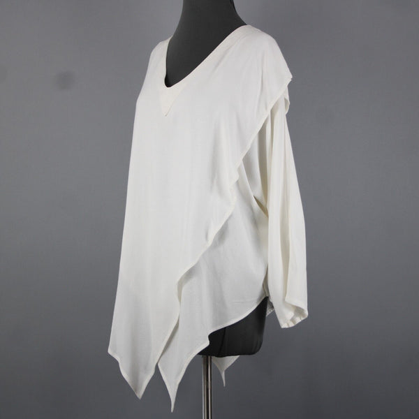 Laise Adzer Vintage Sz M Ivory White Tunic Layered Bohemian Cotton Rayon Top