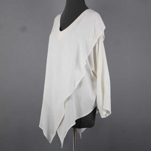 Laise Adzer Vintage Sz M Ivory White Tunic Layered Bohemian Cotton Rayon Top