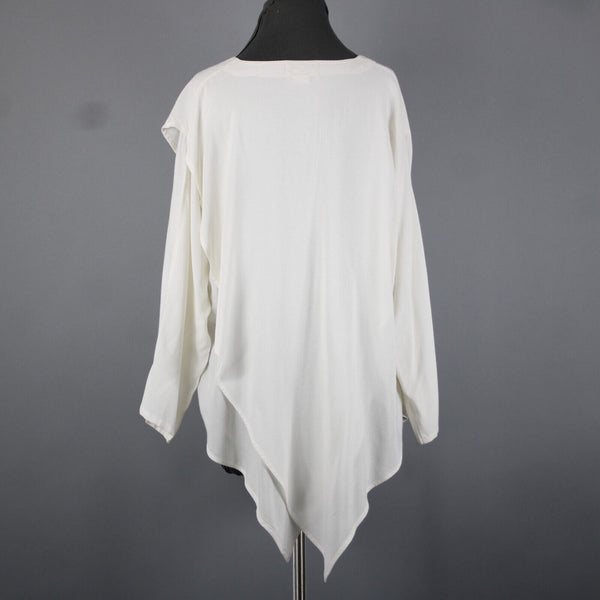 Laise Adzer Vintage Sz M Ivory White Tunic Layered Bohemian Cotton Rayon Top