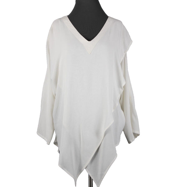 Laise Adzer Vintage Sz M Ivory White Tunic Layered Bohemian Cotton Rayon Top