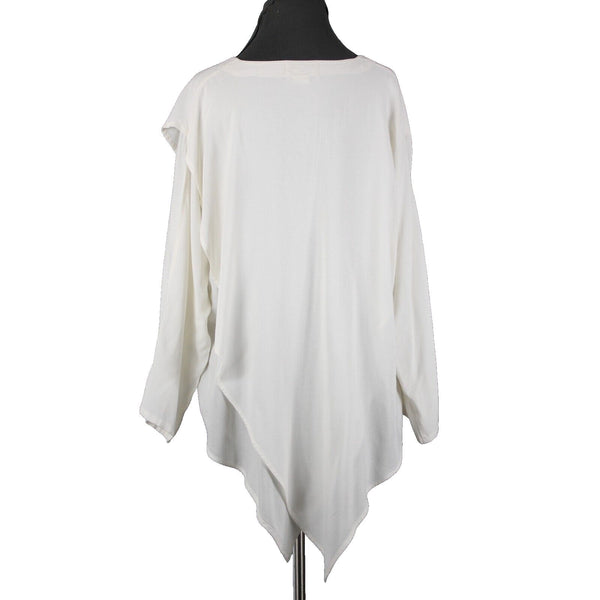 Laise Adzer Vintage Sz M Ivory White Tunic Layered Bohemian Cotton Rayon Top