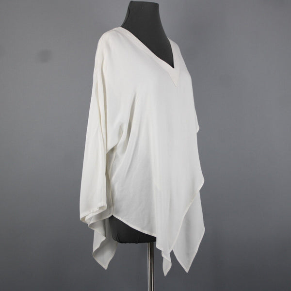 Laise Adzer Vintage Sz M Ivory White Tunic Layered Bohemian Cotton Rayon Top