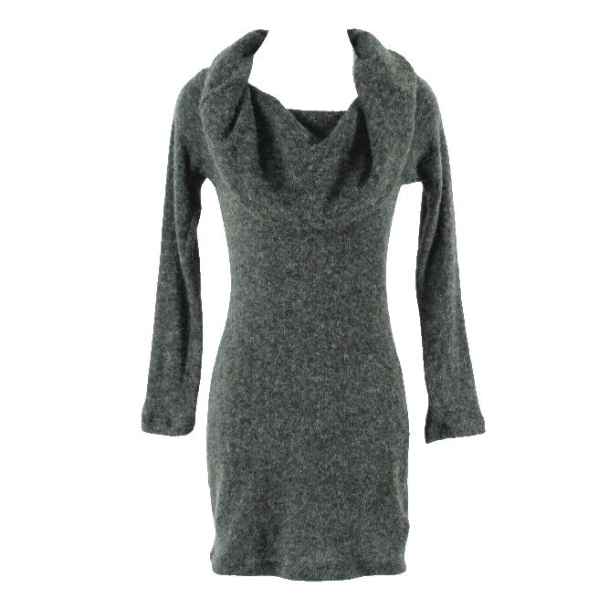 Ibby Libby Sz S Charcoal Grey Acrylic Nylon Poly Cowl Neck Tunic Sweater