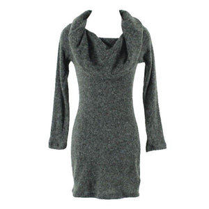 Ibby Libby Sz S Charcoal Grey Acrylic Nylon Poly Cowl Neck Tunic Sweater