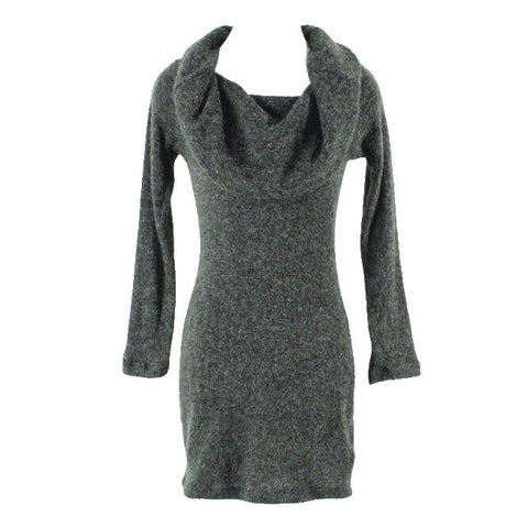 Ibby Libby Sz S Charcoal Grey Acrylic Nylon Poly Cowl Neck Tunic Sweater