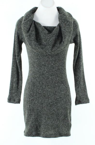 Ibby Libby Sz S Charcoal Grey Acrylic Nylon Poly Cowl Neck Tunic Sweater
