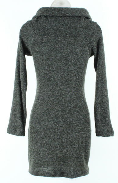 Ibby Libby Sz S Charcoal Grey Acrylic Nylon Poly Cowl Neck Tunic Sweater