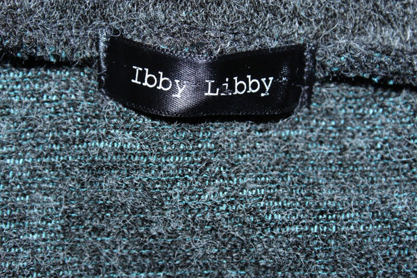 Ibby Libby Sz S Charcoal Grey Acrylic Nylon Poly Cowl Neck Tunic Sweater