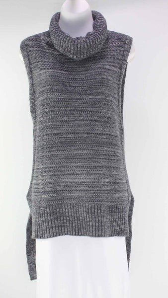 Banana Republic Sz M Heather Gray Cowl Neck Sleeveless Hi Way Low Knit Top