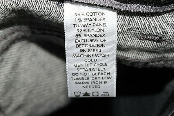 Denim & Co 10 x 30.5 Charcoal Cotton Spandex Nylon Jeans