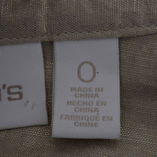 Chicos Sz 0 Tan Gold Shimmer Collared Pockets Linen Cotton Vest
