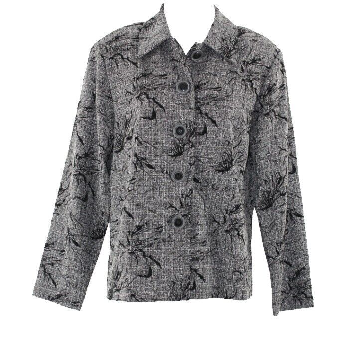 Sarah Bentley NEW $43 Sz S Charcoal Black Button Up Poly Rayon Unlined Jacket