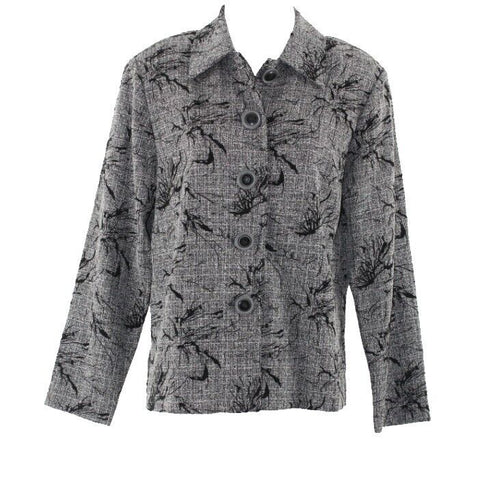 Sarah Bentley NEW $43 Sz S Charcoal Black Button Up Poly Rayon Unlined Jacket