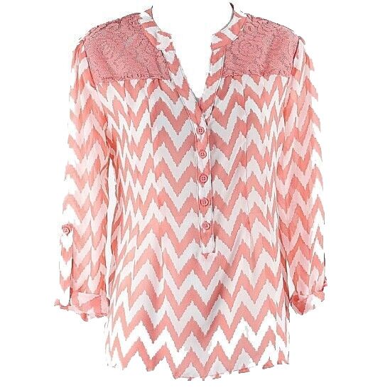 No Boundaries Sz M 7-9 Coral Orange White Zig Zag Lace Insert Poly Tab Top