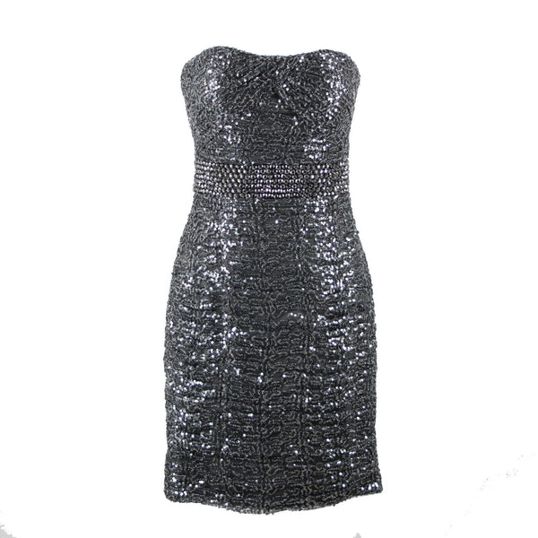 La Femme NEW Sz 2 Gray Greenish Sequin Beaded Lined 100% Polyester Bodycon Dress